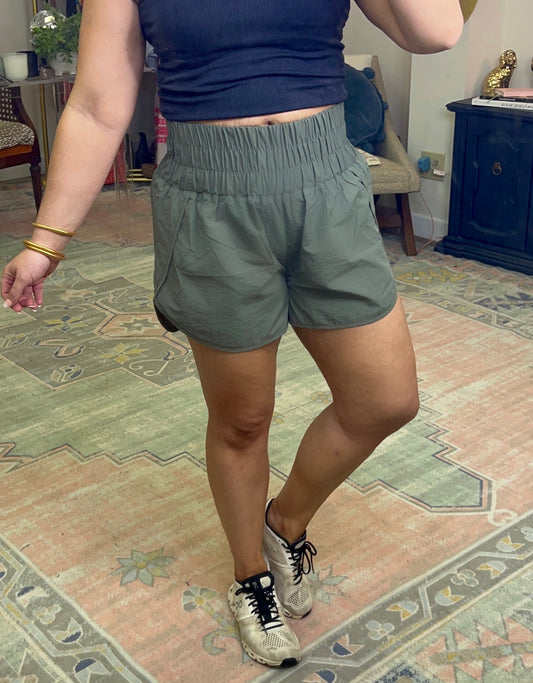 Fit And Fab Smocked Waist Athletic Shorts