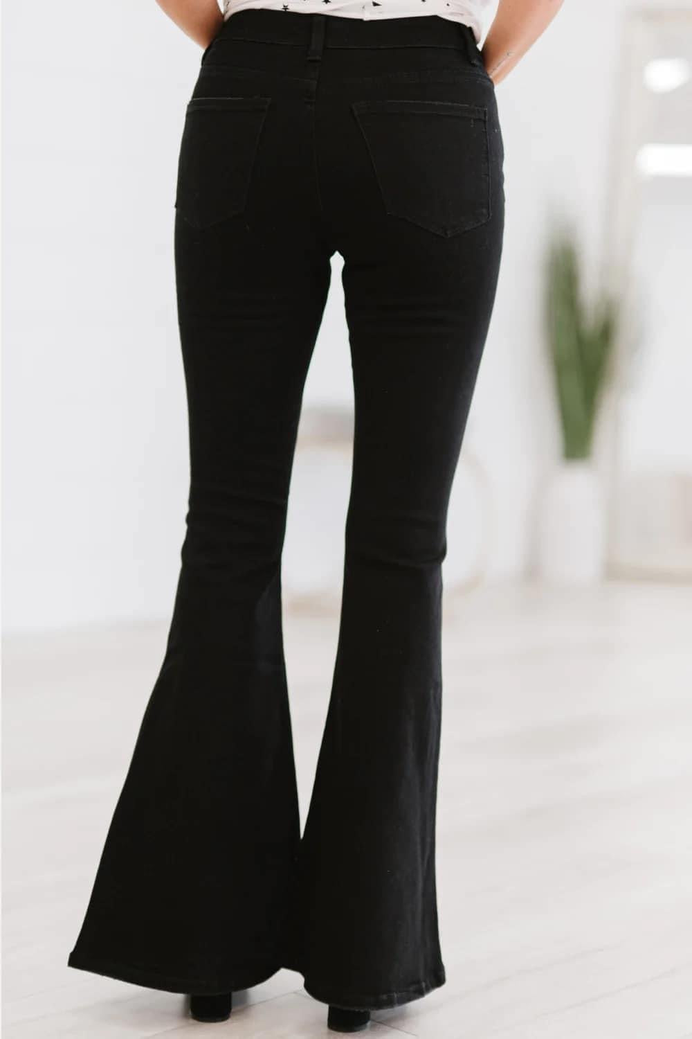 Black Flare Denim Pants