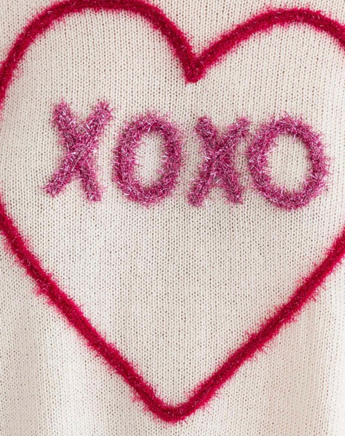 XOXO Heart Puff Script Sweater
