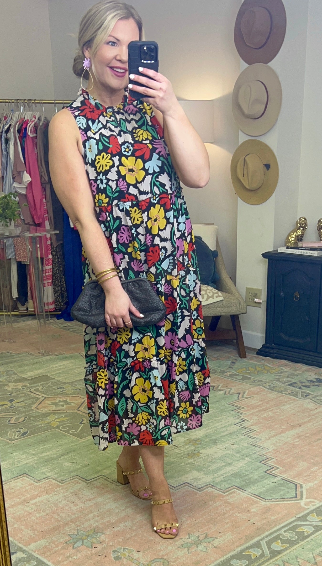 Ruffle Tiered Floral Print Midi Dress