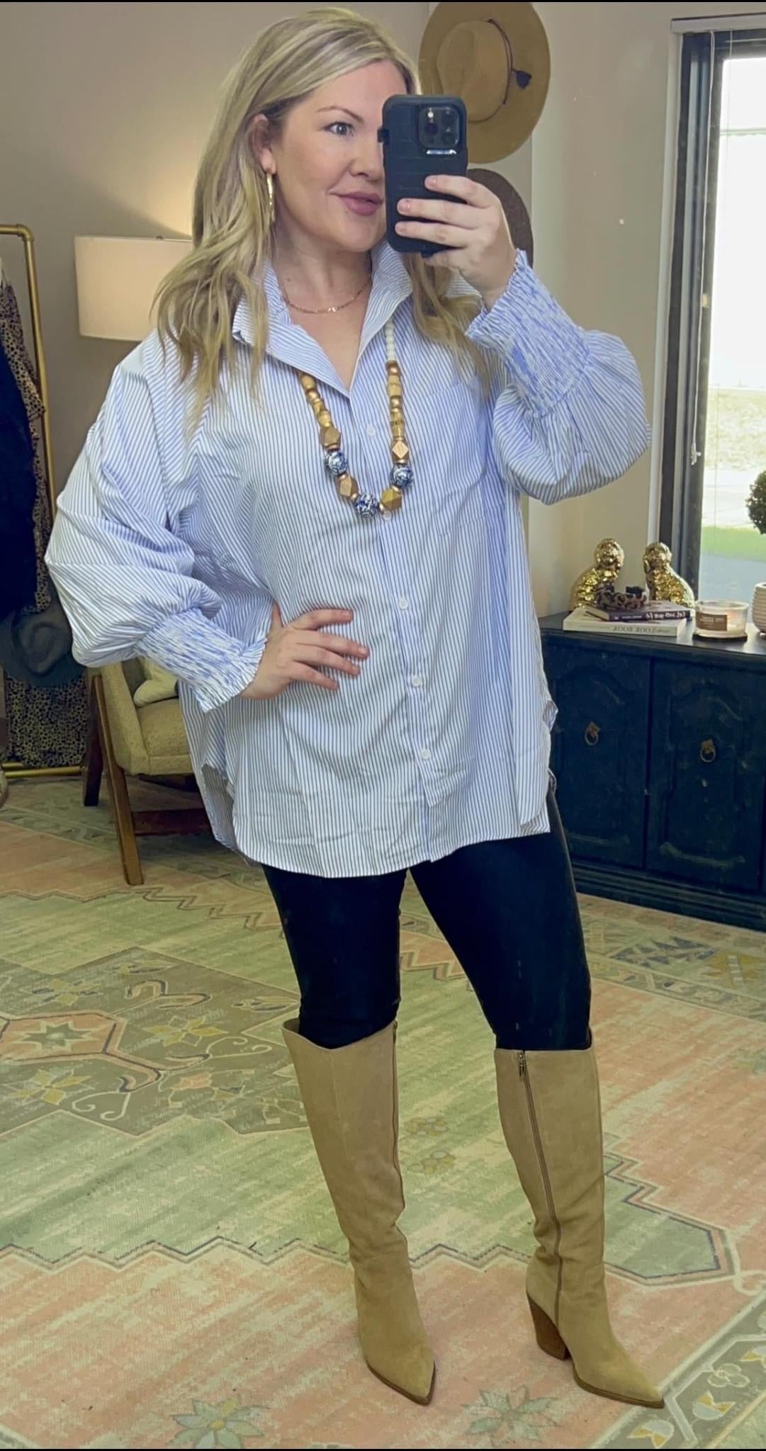 **MORE COLORS** Easygoing Gal Smock Sleeve Button Down Tunic
