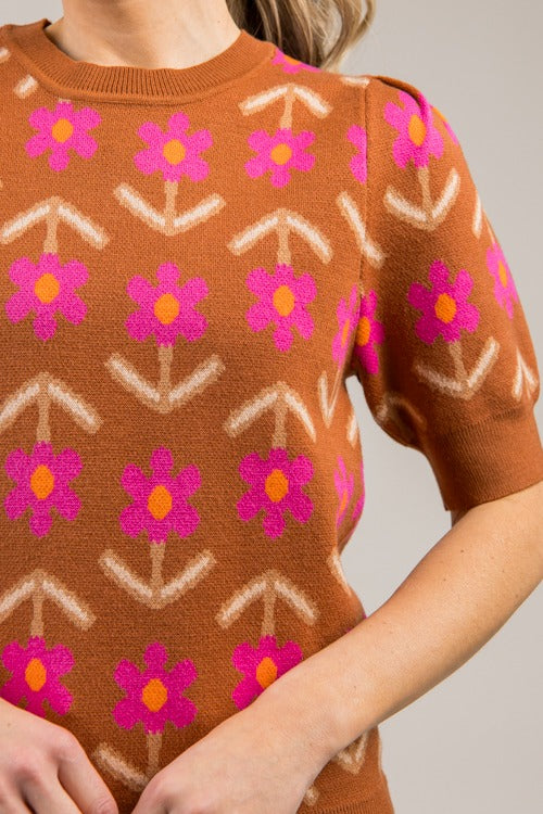 Happy Little Floral Knit Top