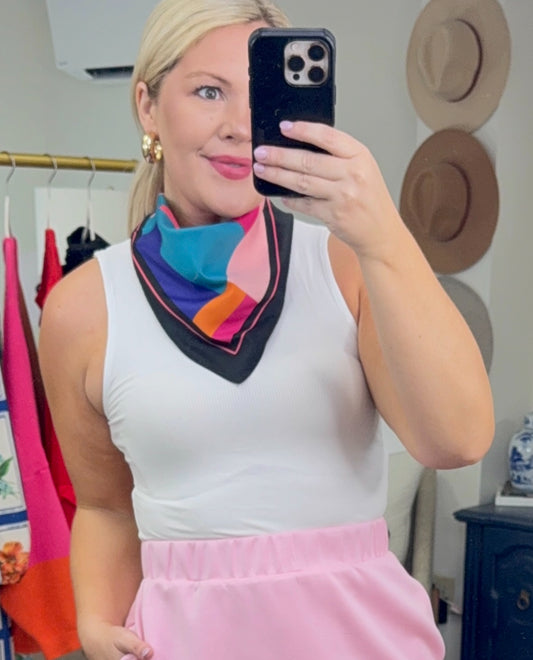 Block Party Multicolor Silk Neck Scarf