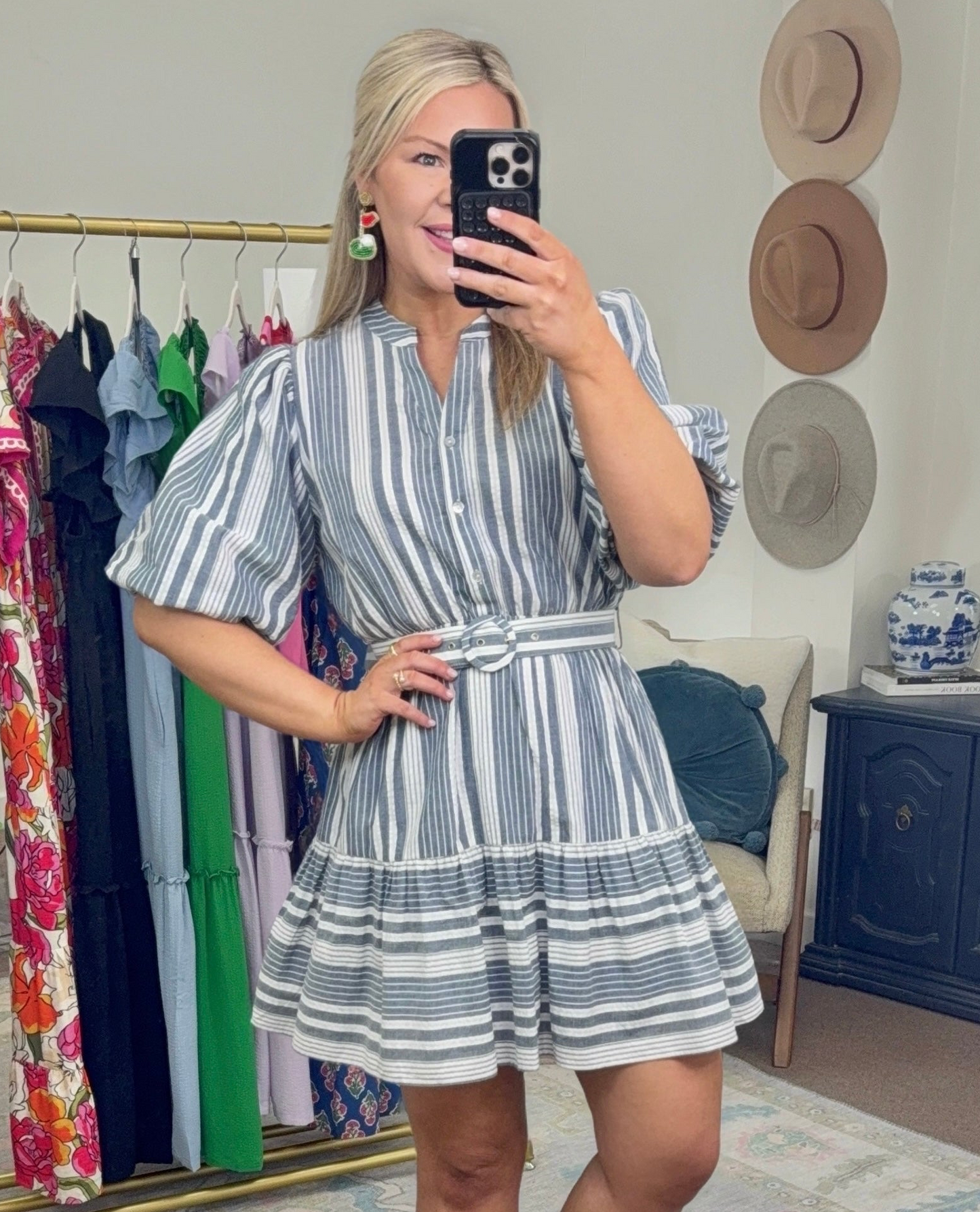 ENTRO: Memories Of Us Stripe Puff Sleeve Mini Dress