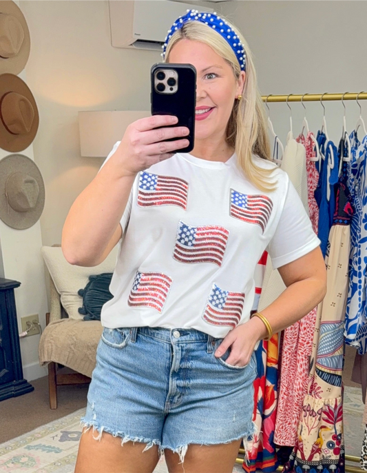 Star Spangled Flag Sequin Tee