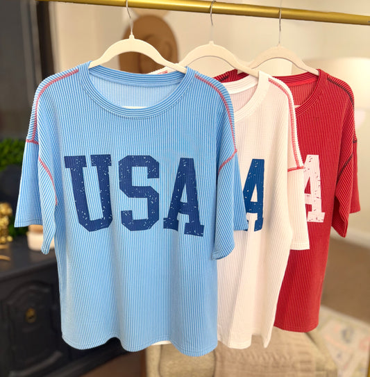 USA Ribbed Graphic Tee