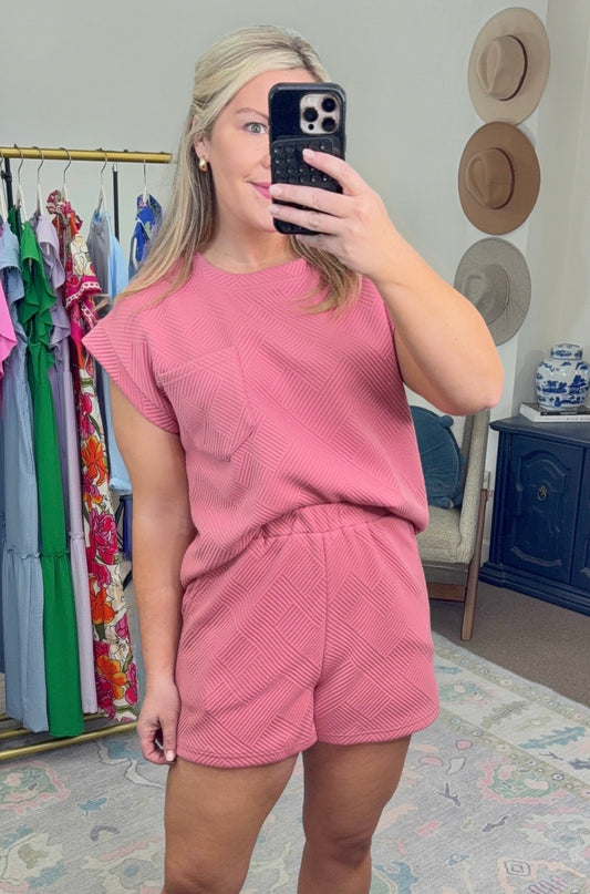 ENTRO: Cancelled Plans Textured Shorts Set