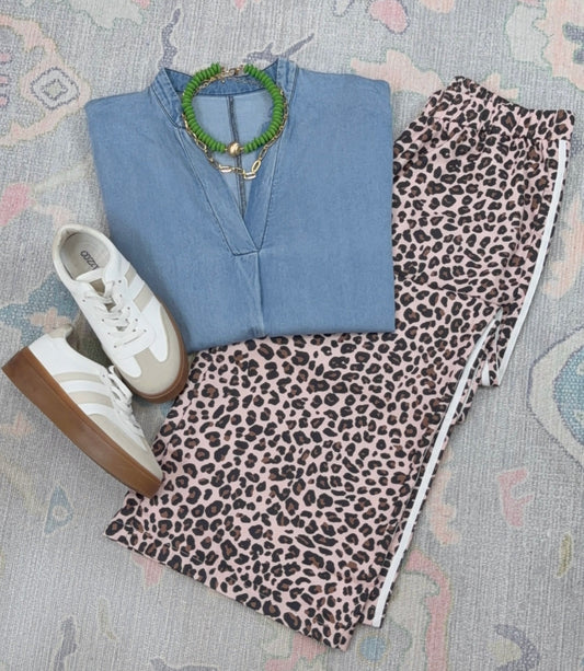 Wild Card Wide Leg Leopard Print Pants