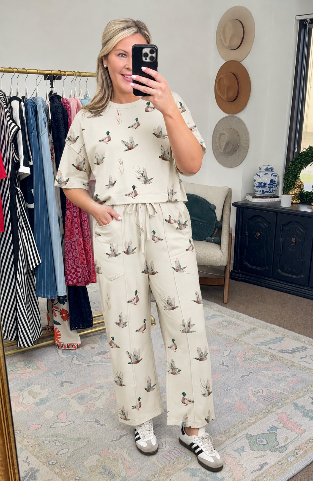 Flock On Mallard Print Barrel Pant Set