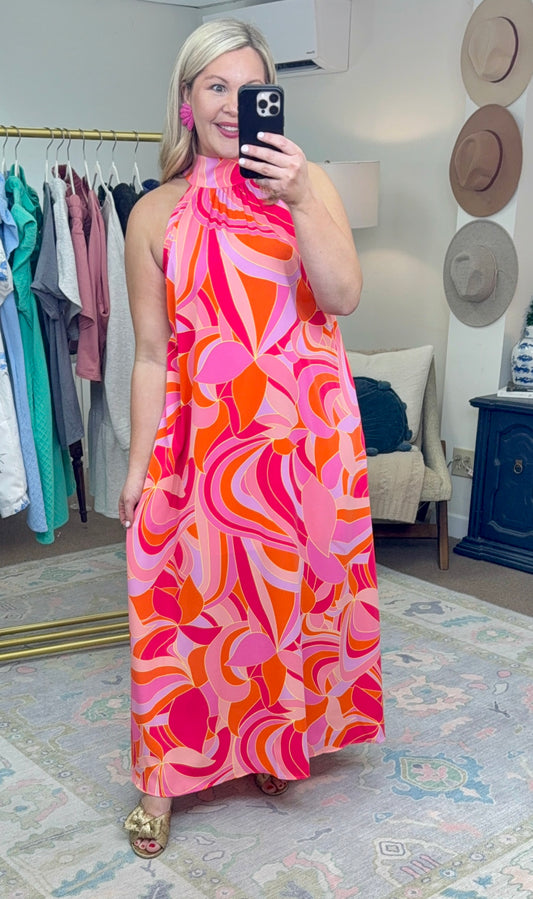 Hype Girl Retro Swirl Maxi Dress