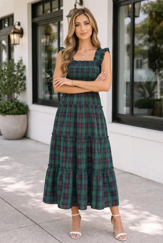 Merry & Plaid Green Tartan Nap Dress— PREORDER