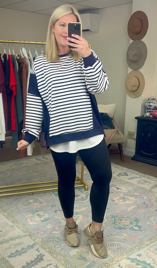 Worth The Stripe Oversized Pullover