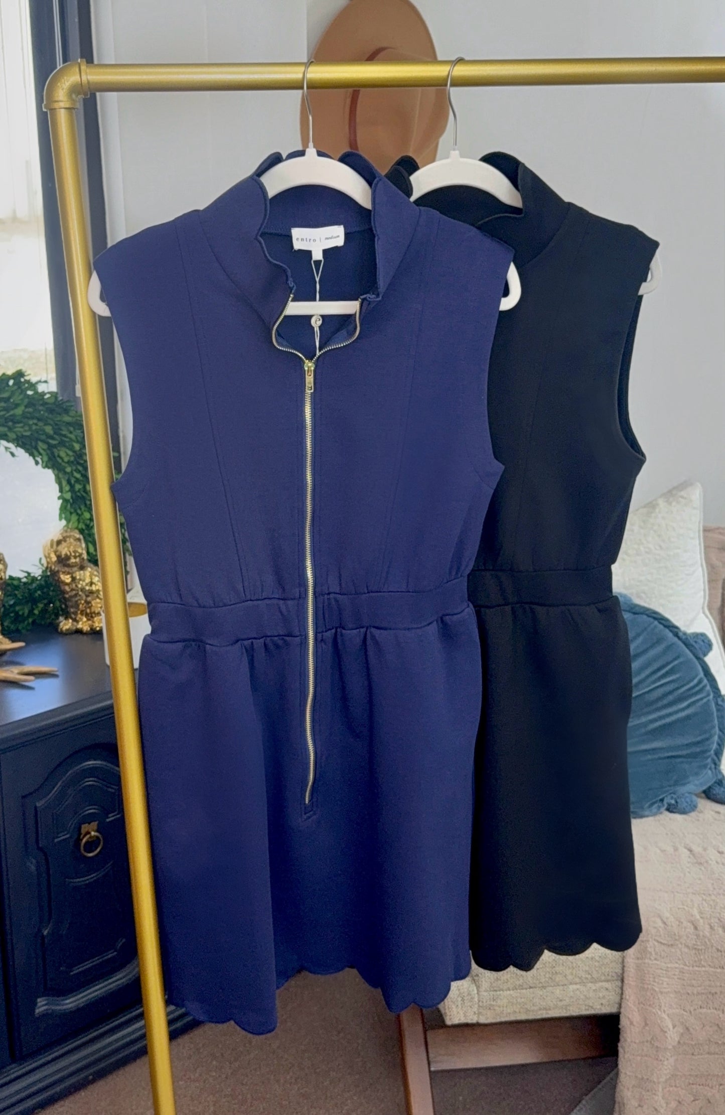 **MORE COLORS** On Repeat Scallop Zip Mini Dress