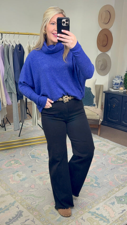 Warm Wishes Brushed Knit Cowl Neck Tunic Top