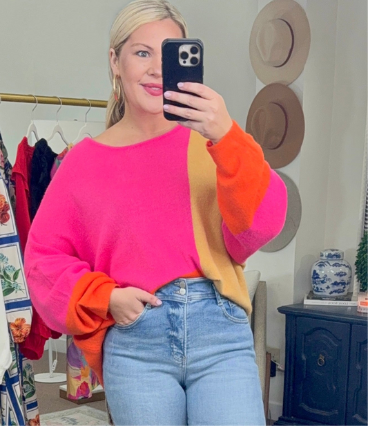 Bright Spot Color Block Knit Top