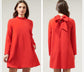Bow Back Ruffle Neck Dress