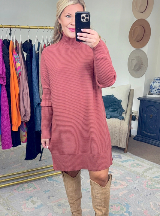 Soft Launch Ribbed Sweater Dress