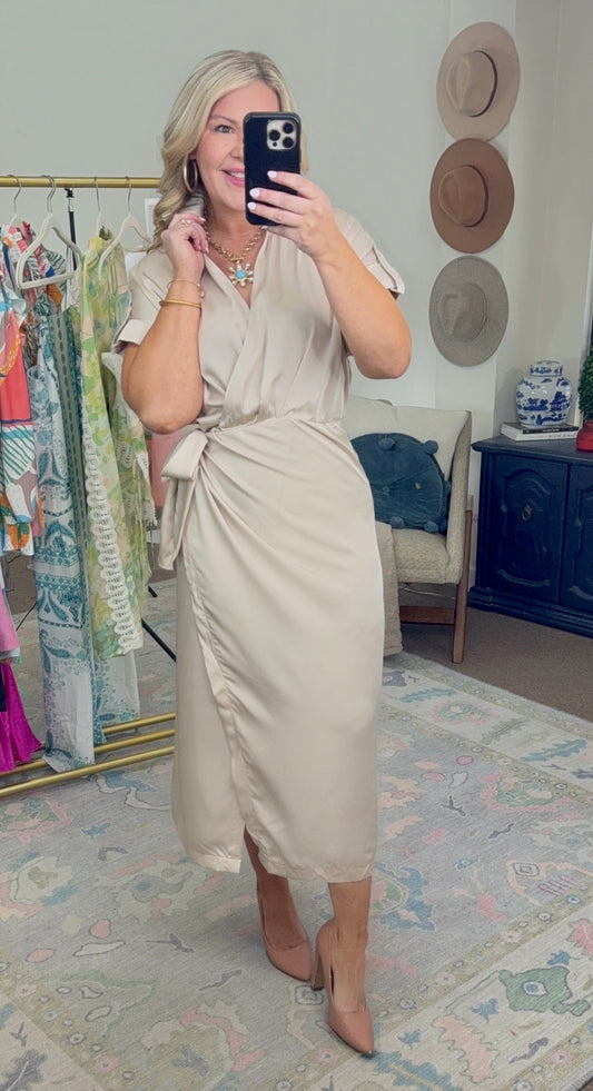 ENTRO: Evening Plans Collared Wrap Dress