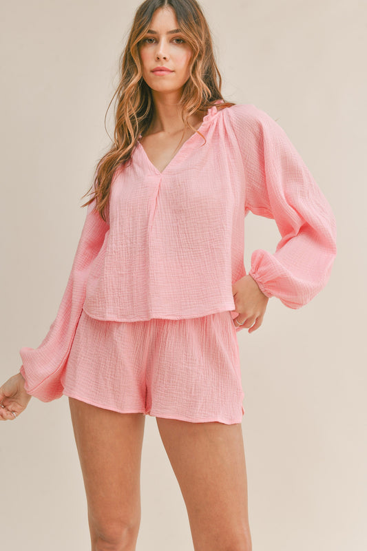 Ruffle Cotton Gauze Short Set