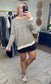 Fanning Split Side Pullover Top in Tan Leopard