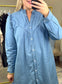 Hey Girl Chambray Ruffle Shirt Dress