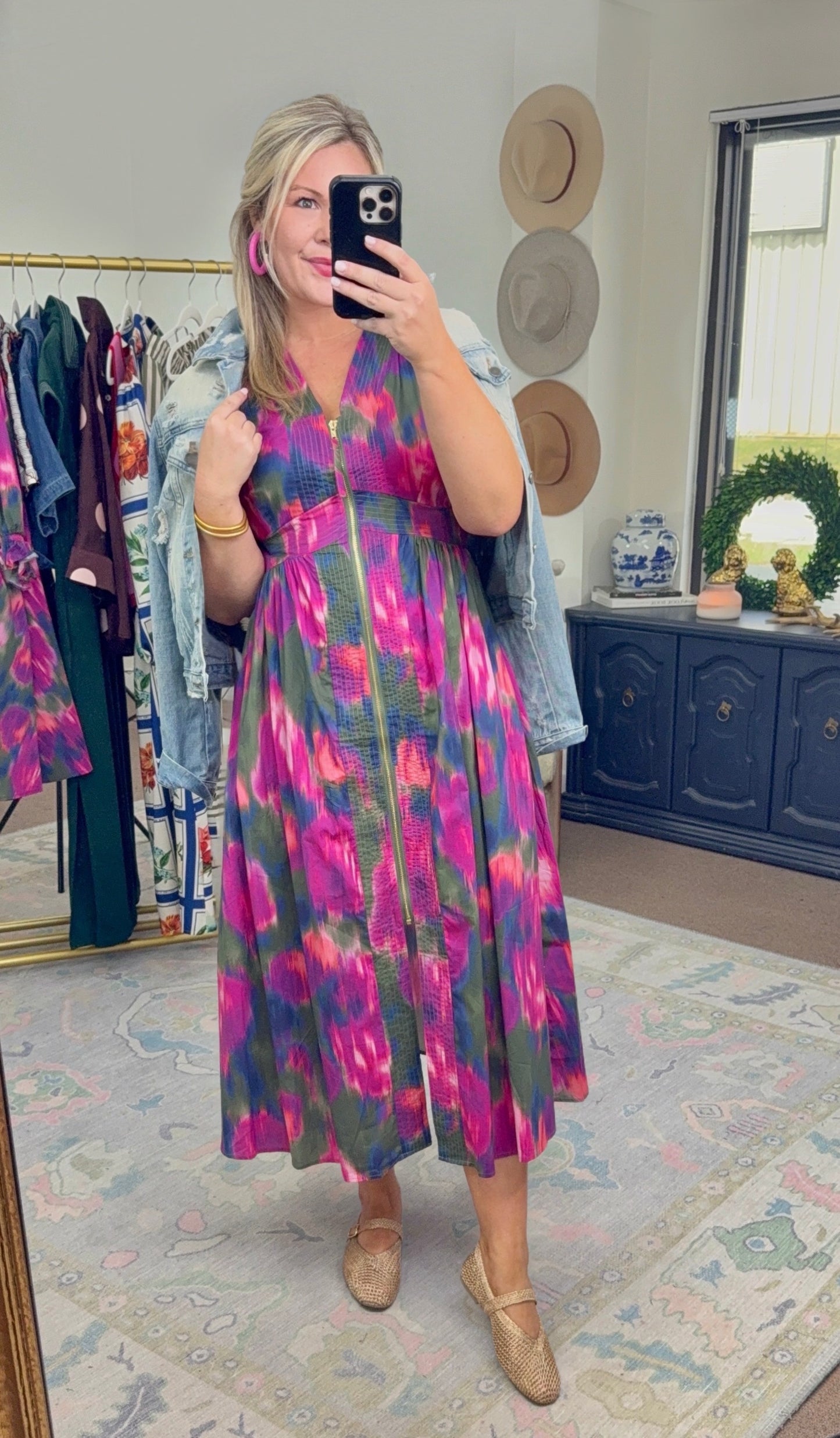 Painted Petals Watercolor Print Midi Dress