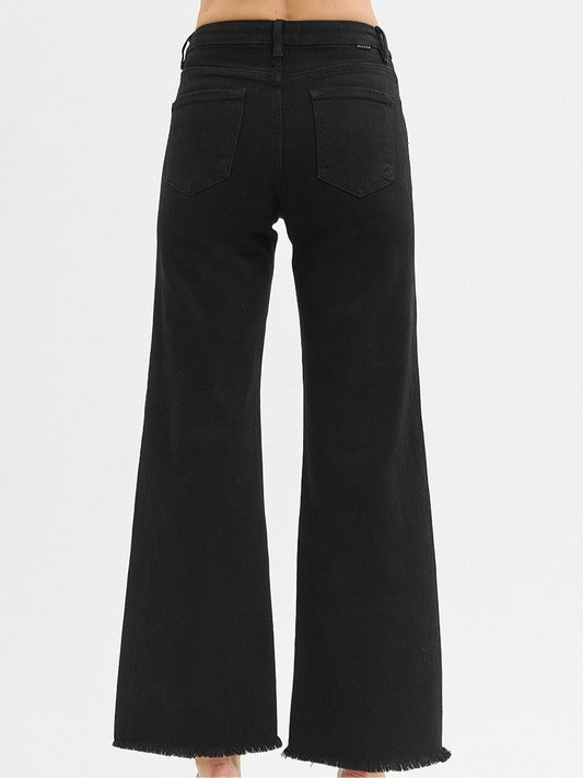 RISEN: With Stride Black Wide Leg Denim