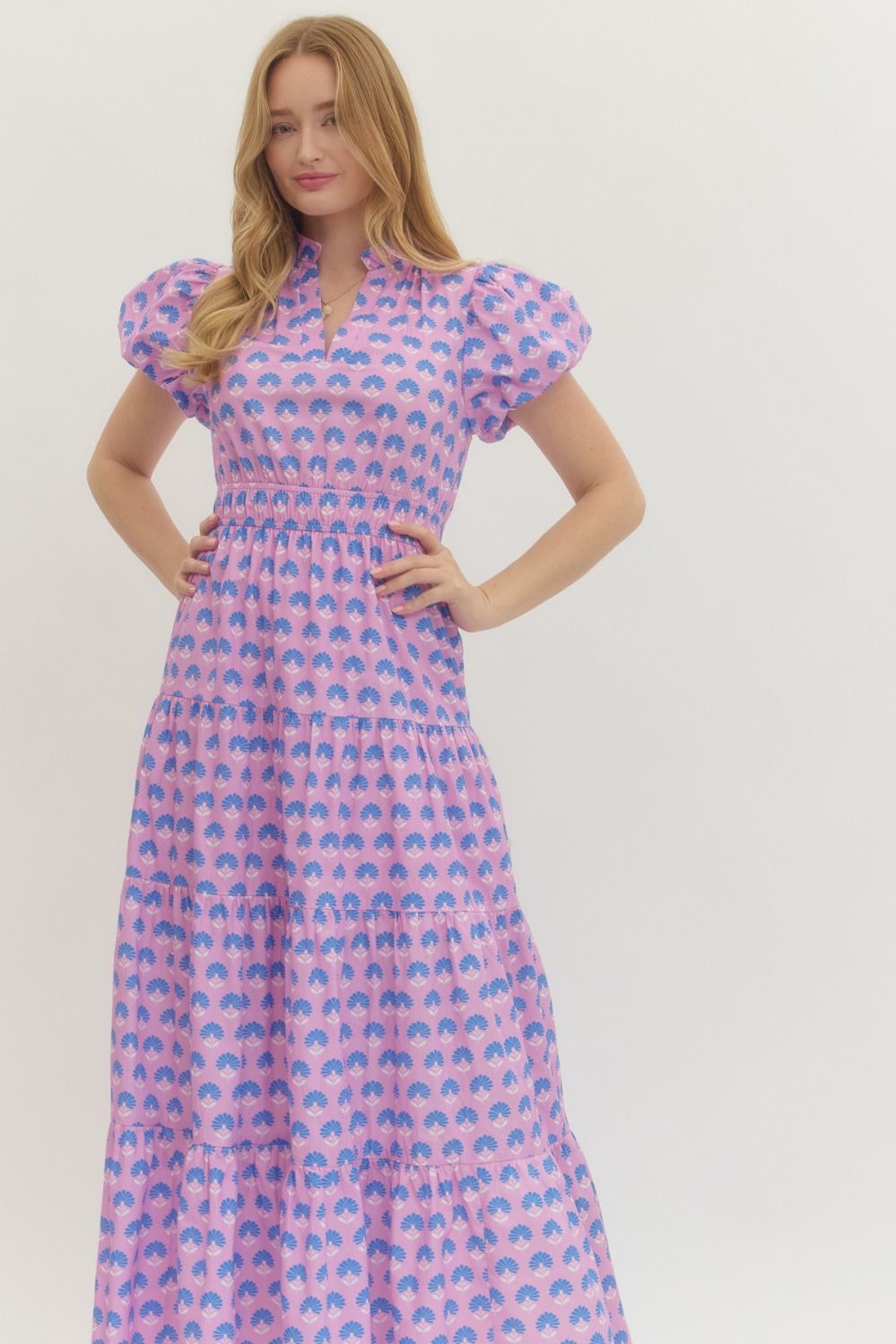 Afternoon Affair Printed Puff Sleeve Maxi Dress