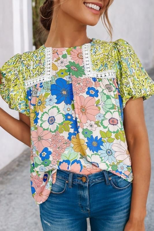 Unexpected Harmony Mix Print Blouse