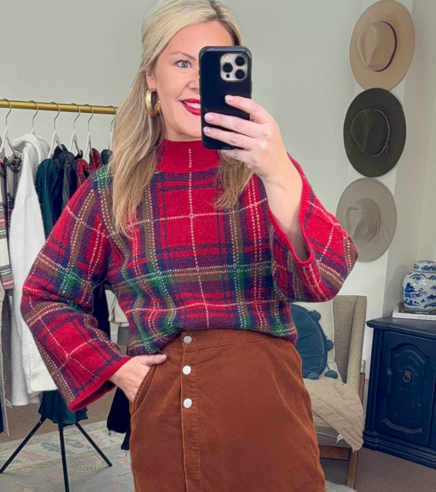 Family Tradition Plaid Mock Neck Sweater