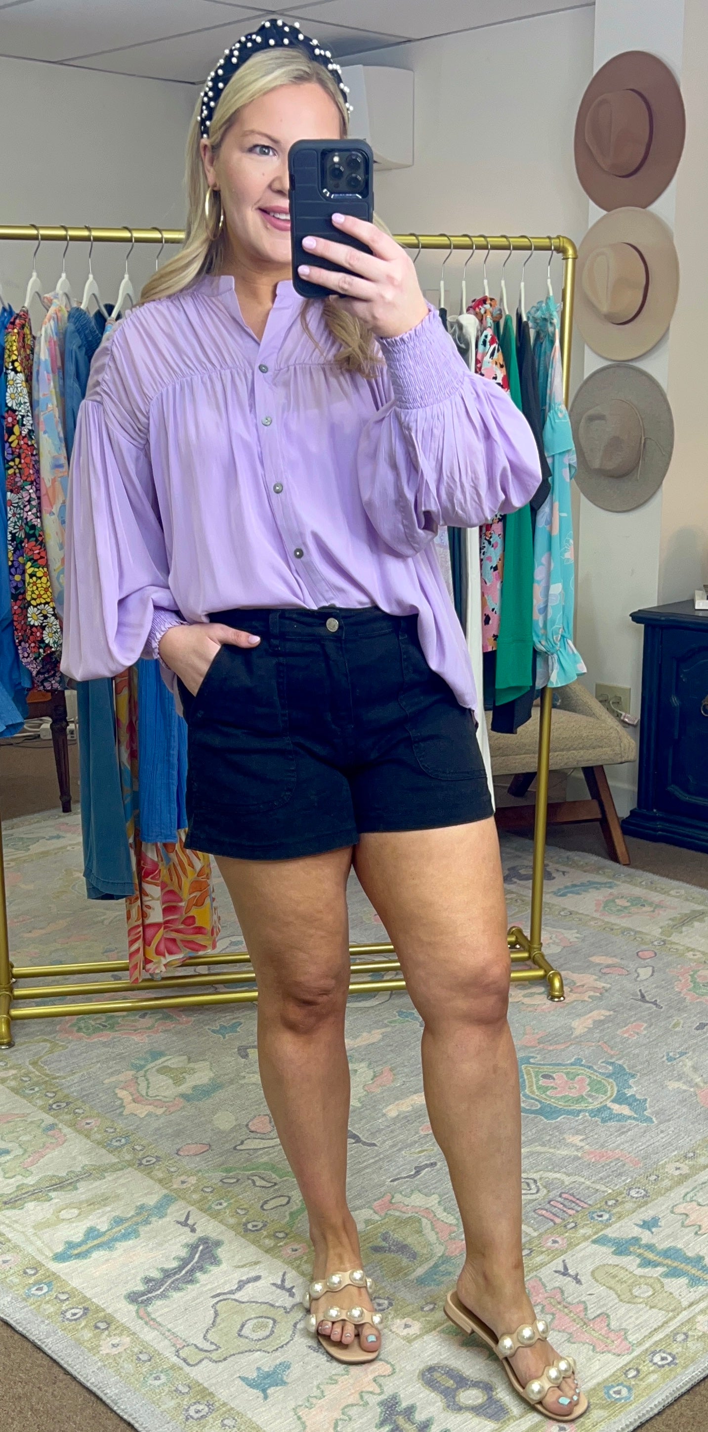 ENTRO: Ruched Billowy Sleeve Blouse