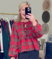 Festive Flirt Tartan Tie Babydoll Top