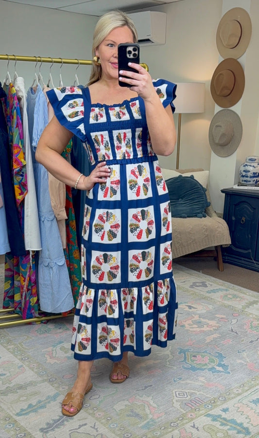 Pieces of Me Printed Flutter Sleeve Dress