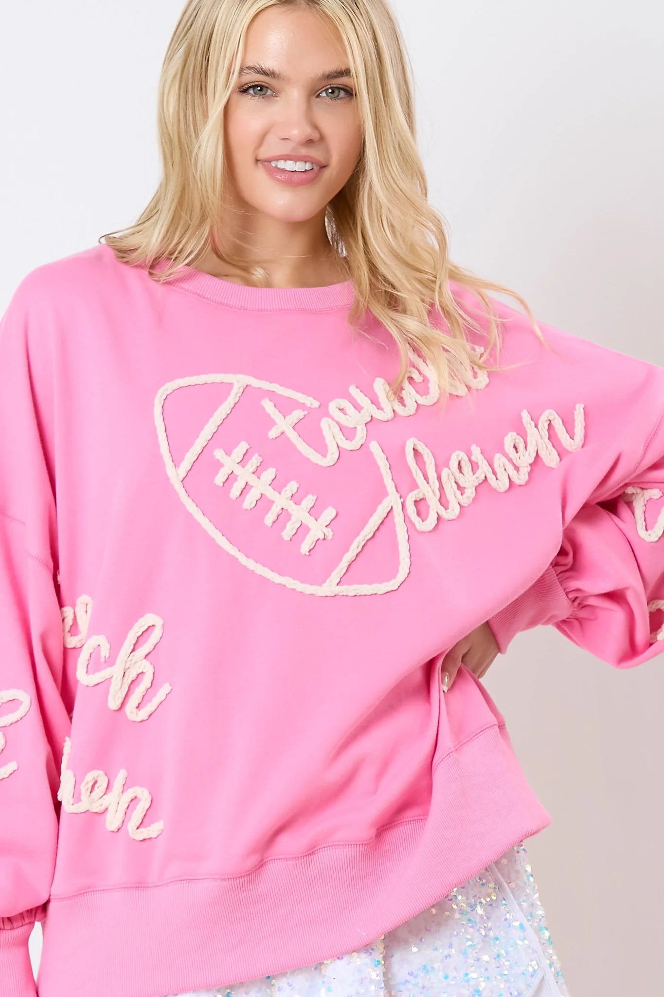 We Want A Touchdown Pink Pullover Top