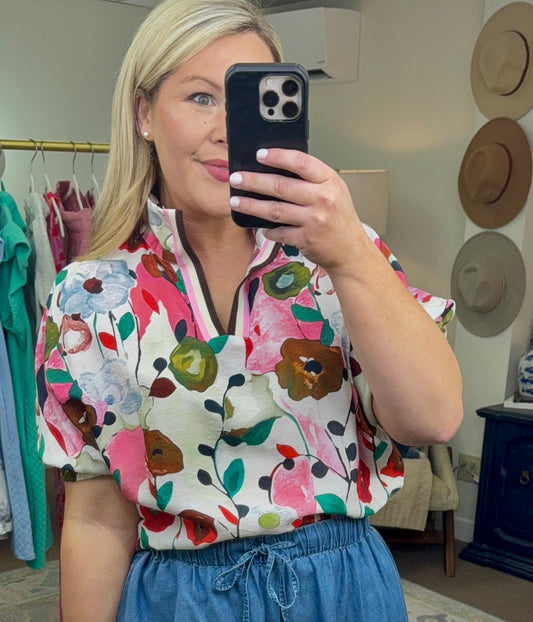 Daydreamer Watercolor Print Blouse