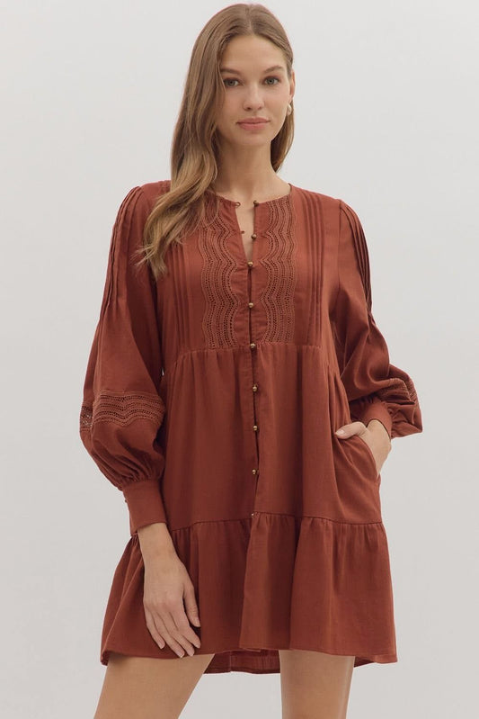 Amber Skies Pintuck Dress