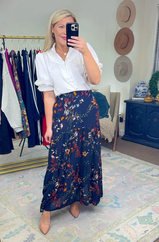 Afterglow Meadow Tiered Maxi Skirt