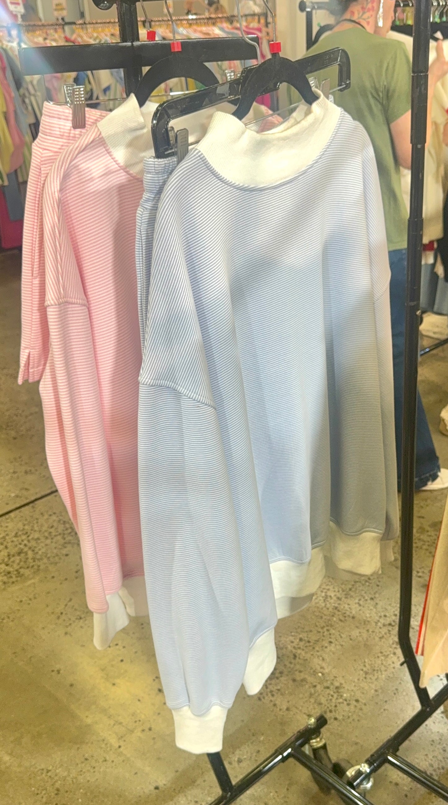 **MORE COLORS** Weekend Wind Down Stripe Mock Neck Pullover Top