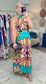 Lady Lotus Twist Halter Maxi Dress