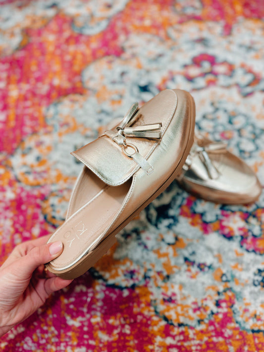 Tassel Me Metallic Loafer Mules