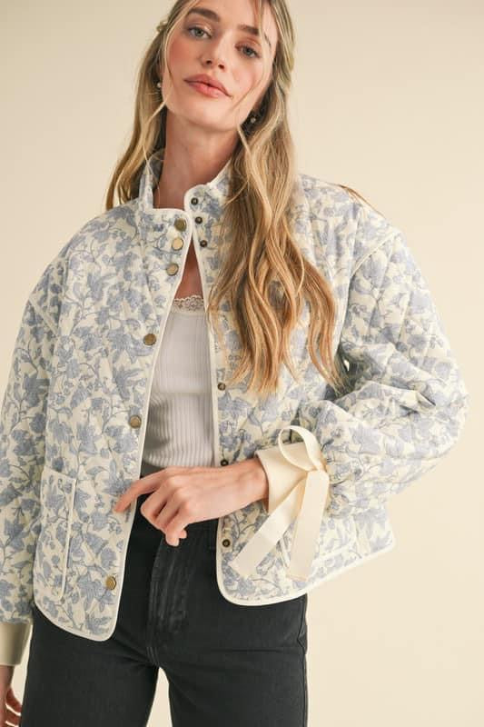 Bow Sweet Quilted Toile Print Jacket