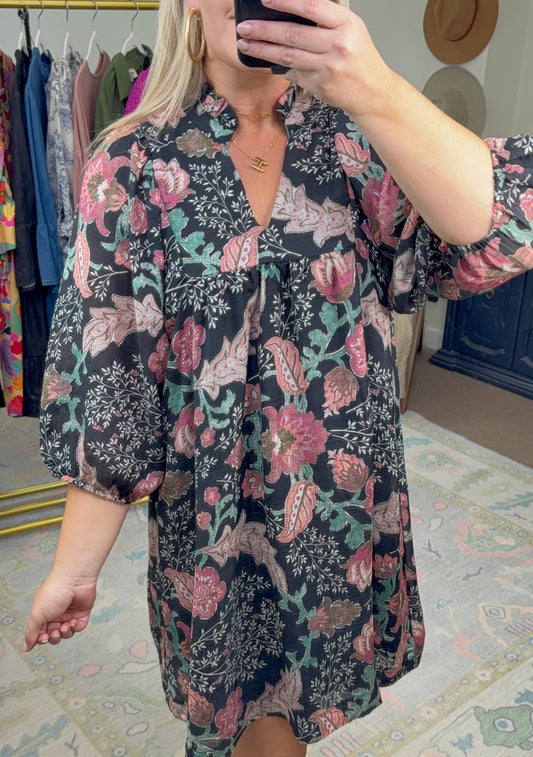 Rose Reverie Print Mini Dress