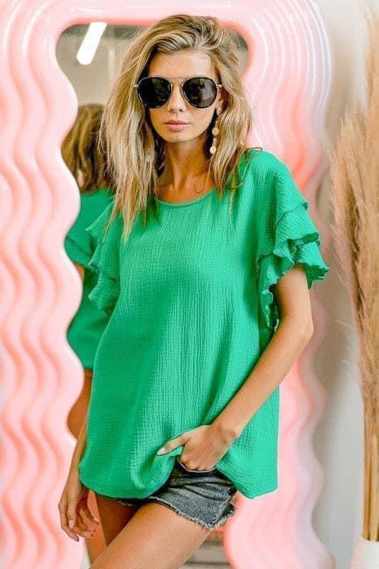 Ruffle Gauze Top