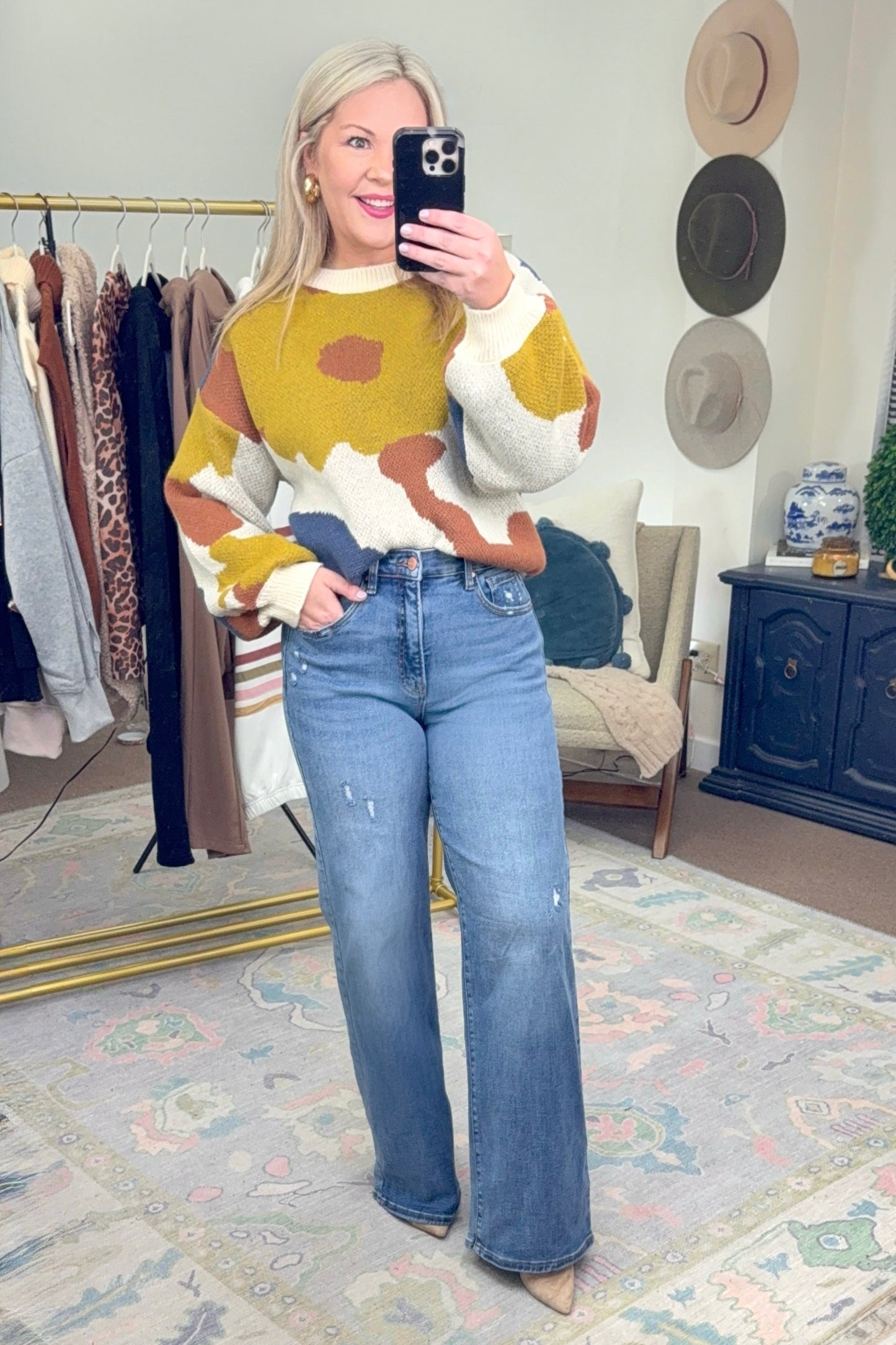 **MORE COLORS** Art of Cozy Abstract Print Sweater
