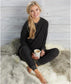 Fanning Split Side Pullover Top in Black Leopard
