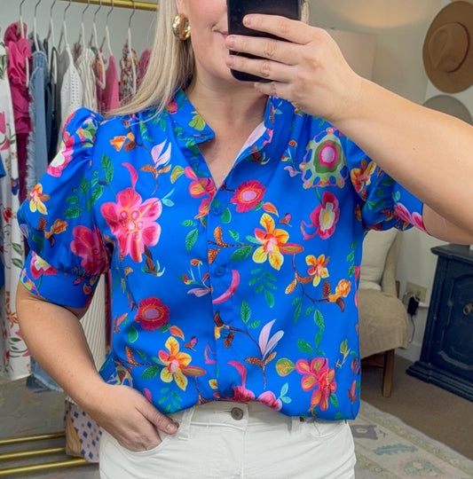 Talk About Love Printed Poplin Blouse