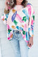 Watercolor Print Smock Cuff Tunic Top