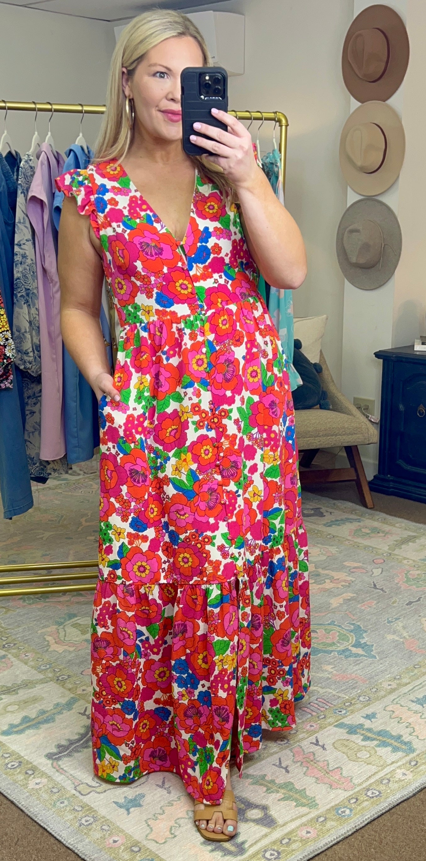 Piece of Paradise Bold Print Ruffle Maxi Dress