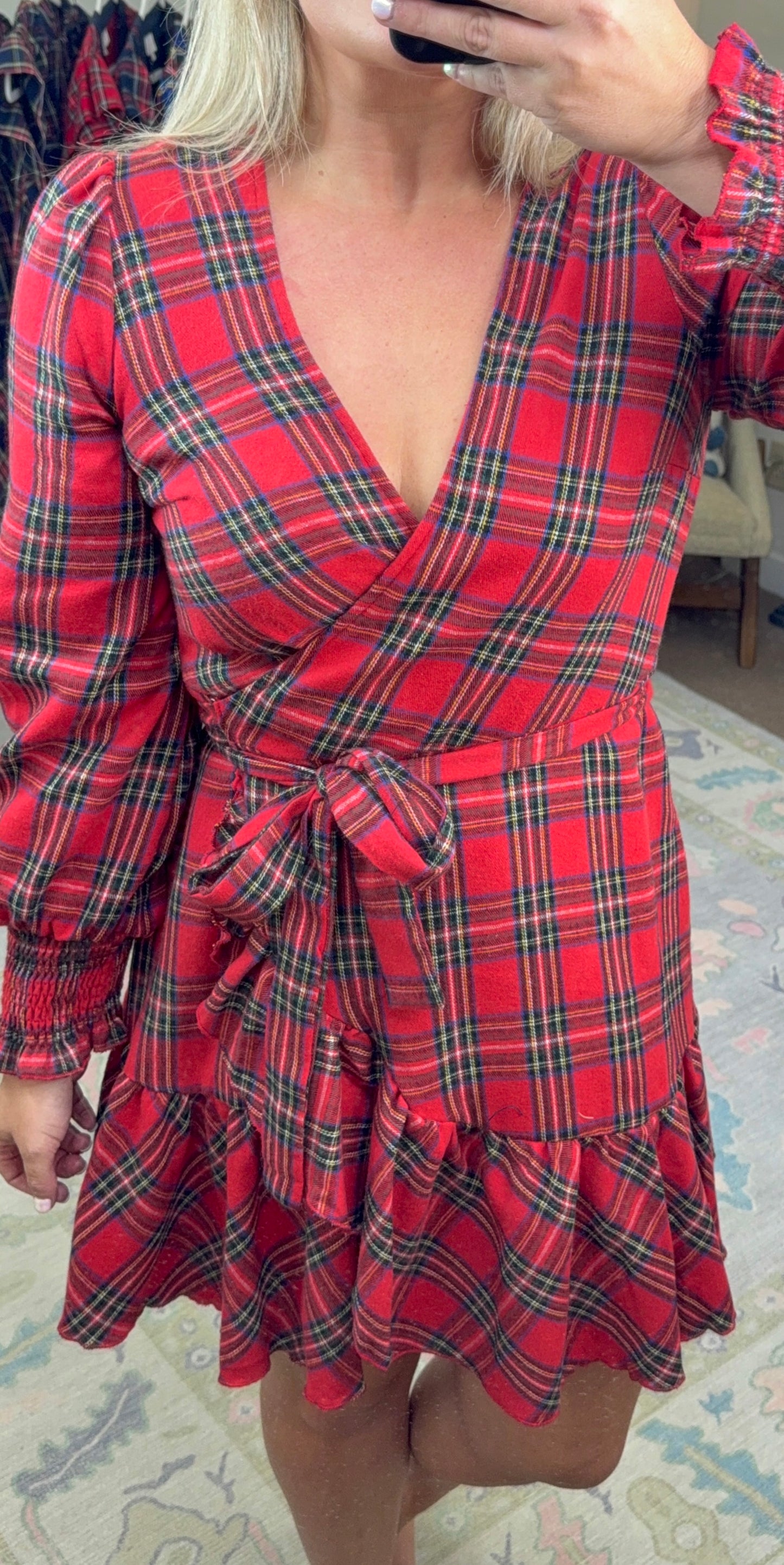 Tartan Ruffle Wrap Dress
