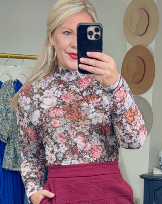 Noir Botanica Mock Neck Top